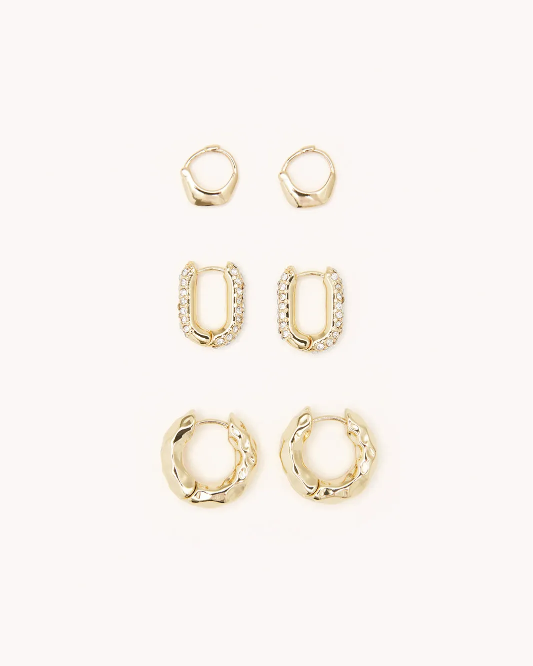 AMOURA EARRING 3 PACK - GOLD PLATED 18K