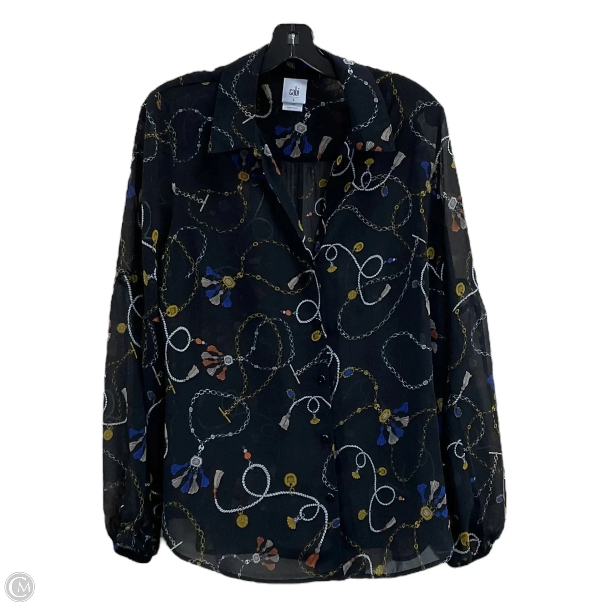 Blouse Long Sleeve By Cabi In Black, Size: L