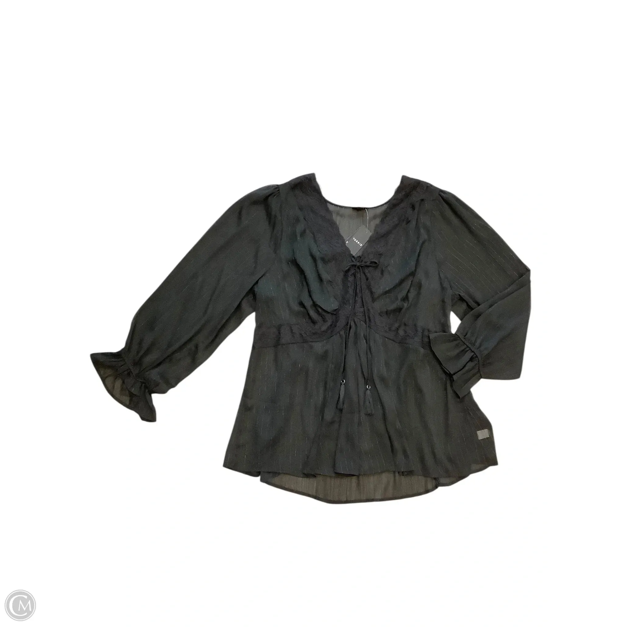 Blouse Long Sleeve By Torrid In Black, Size: 3x(22-24)
