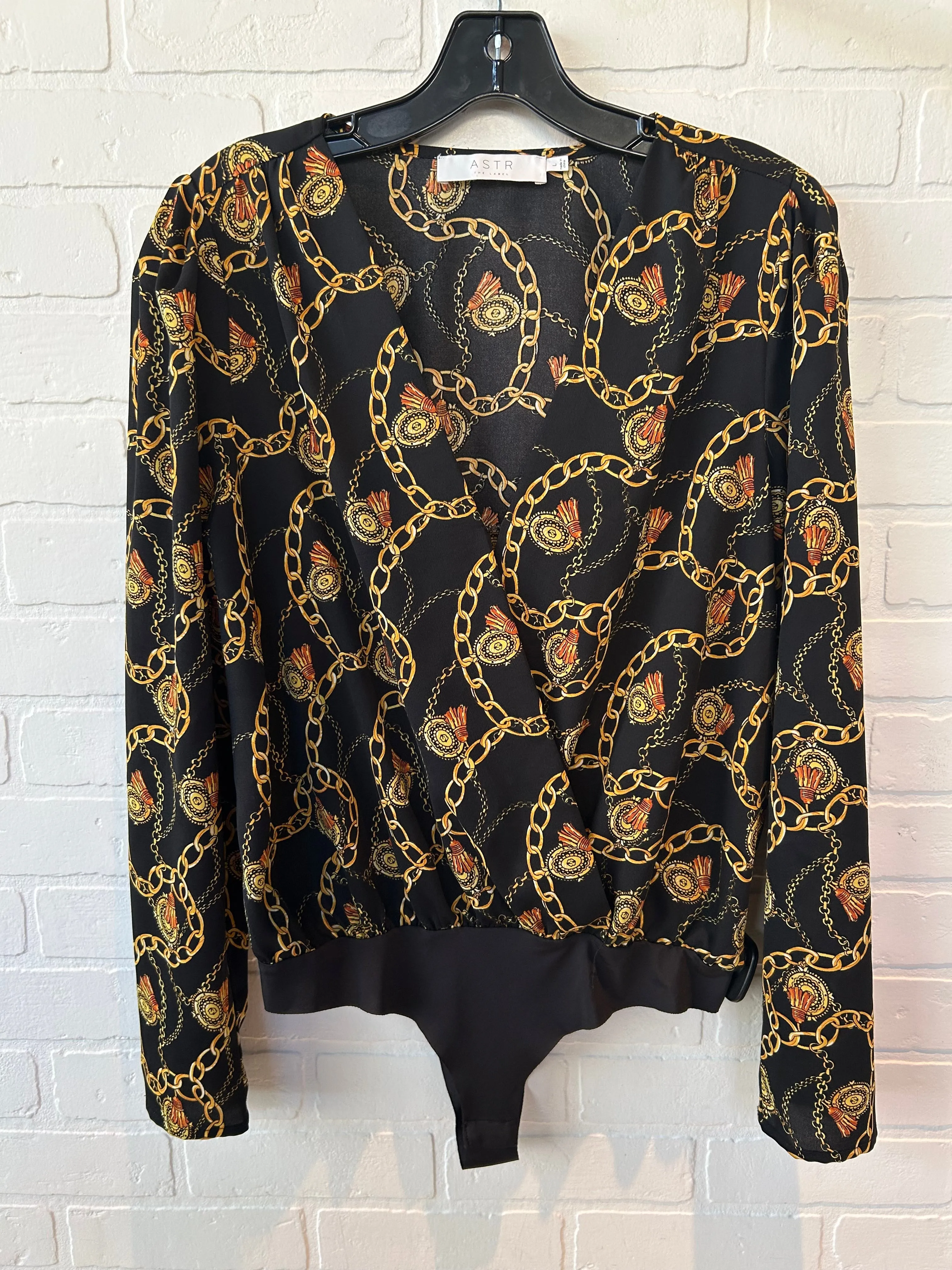 Bodysuit By Astr The Label In Black & Gold, Size: L