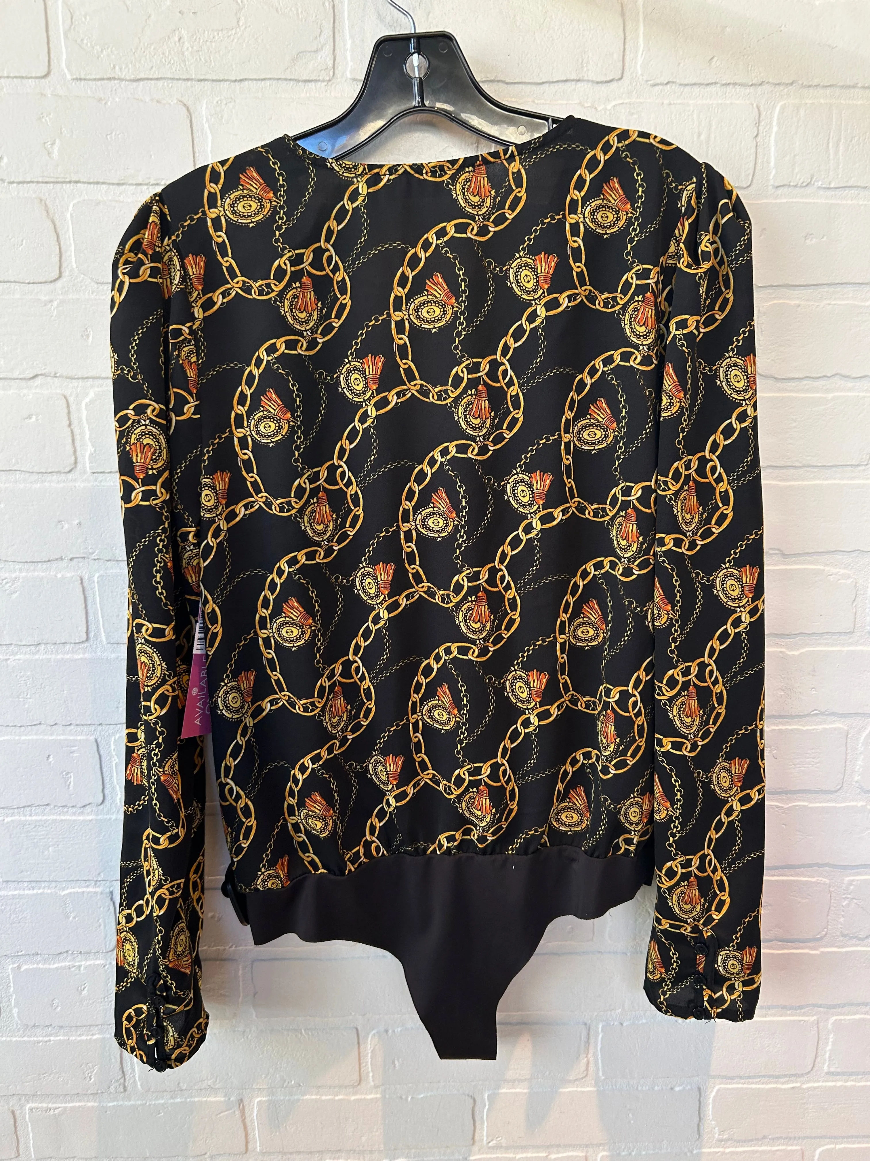 Bodysuit By Astr The Label In Black & Gold, Size: L