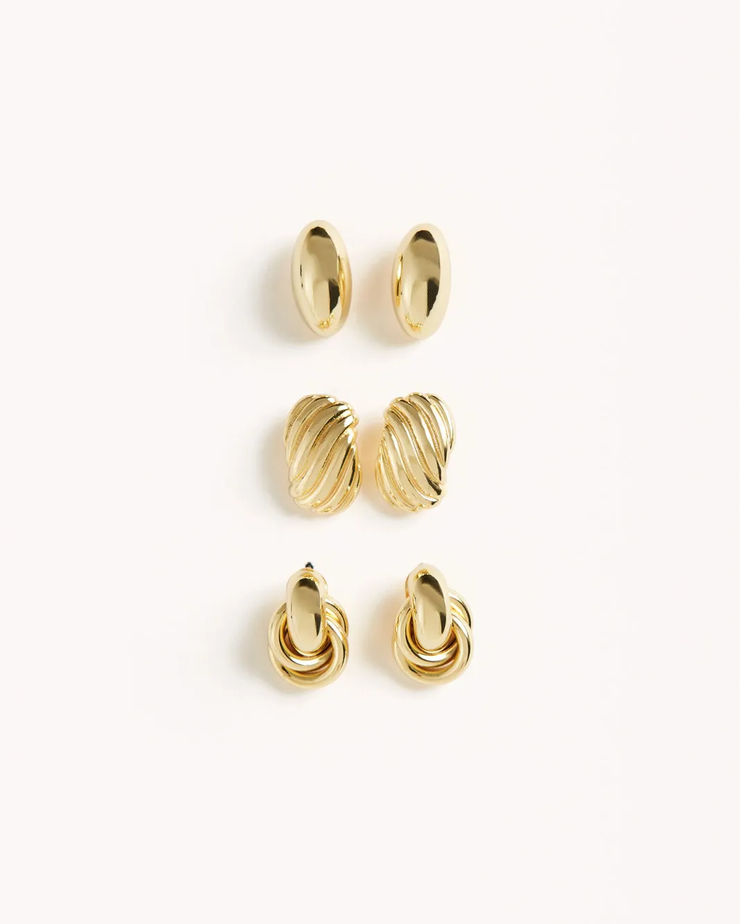 BRIELLE EARRINGS 3 PACK - GOLD PLATED 18K