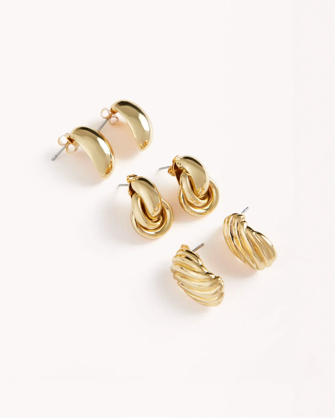 BRIELLE EARRINGS 3 PACK - GOLD PLATED 18K