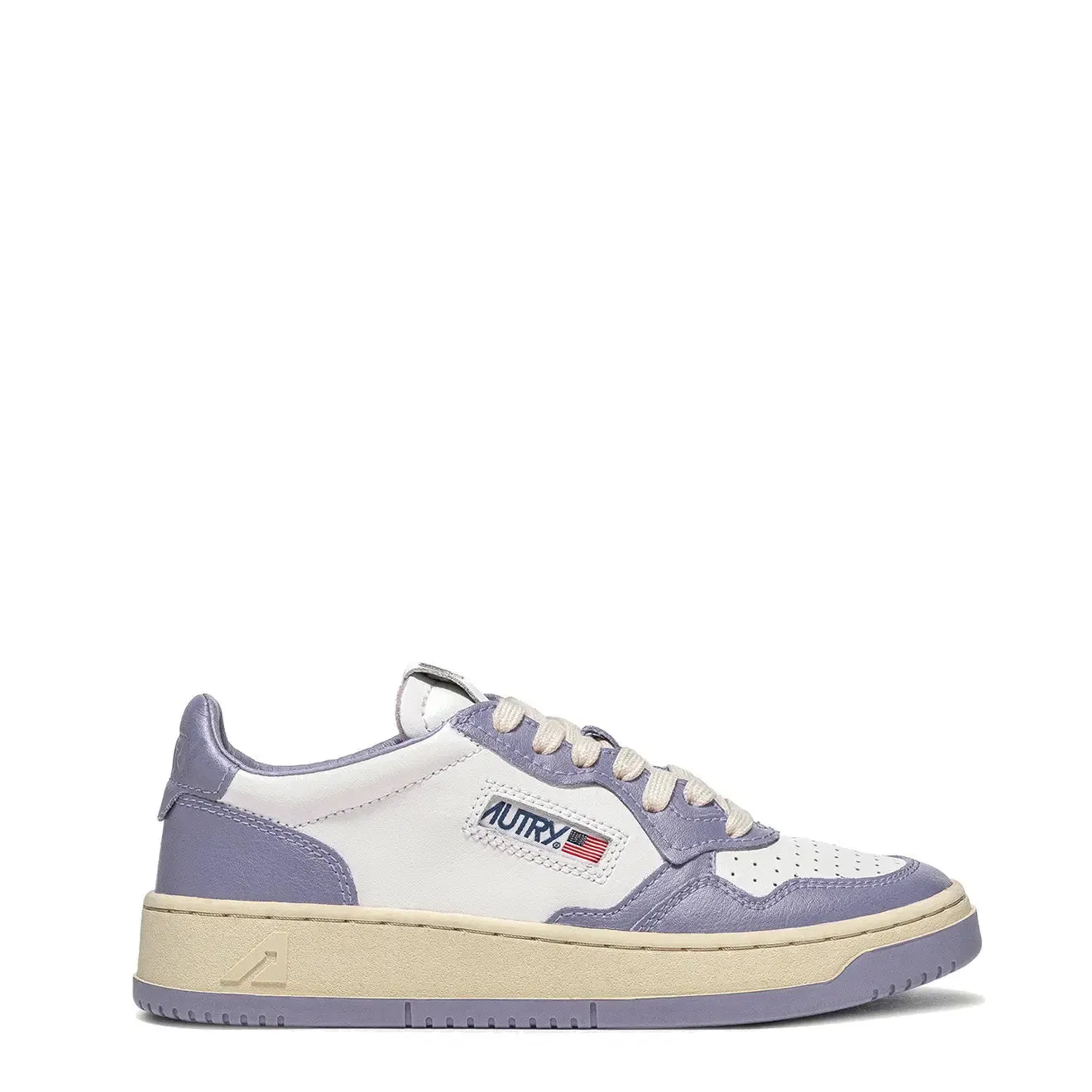 Clearance Price Autry Womens Medalist Low Trainers White / Lavender  Going Fast!