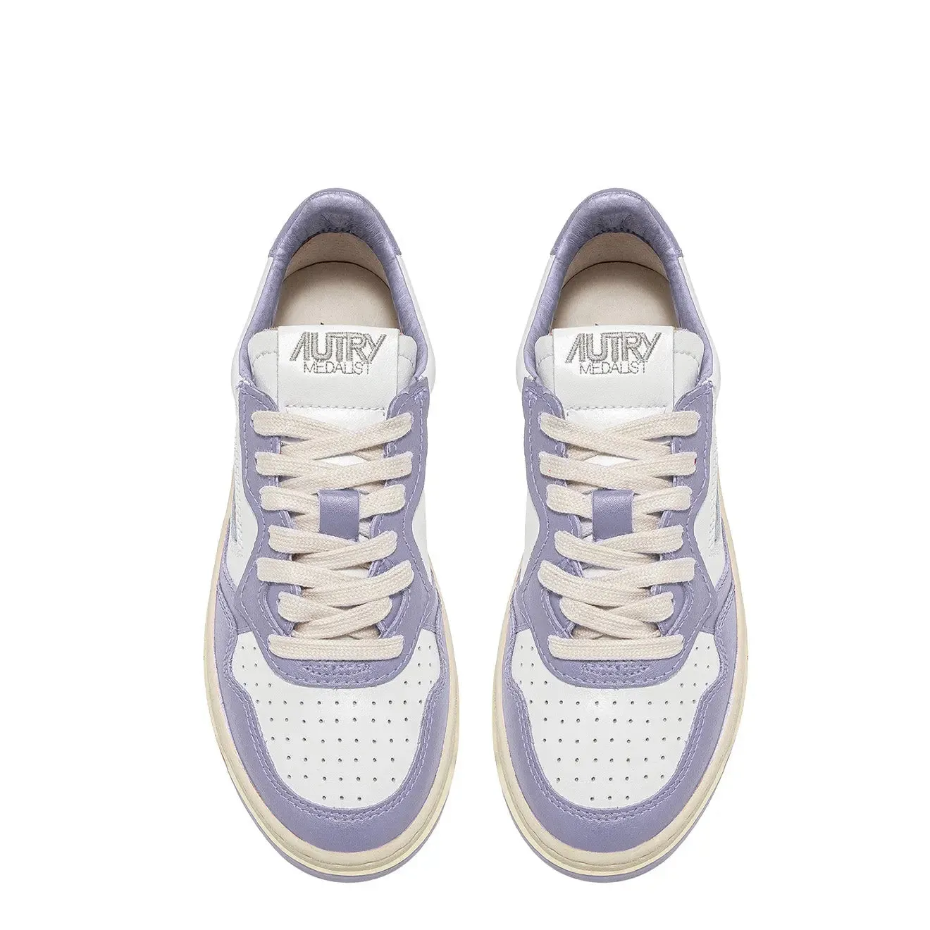 Clearance Price Autry Womens Medalist Low Trainers White / Lavender  Going Fast!