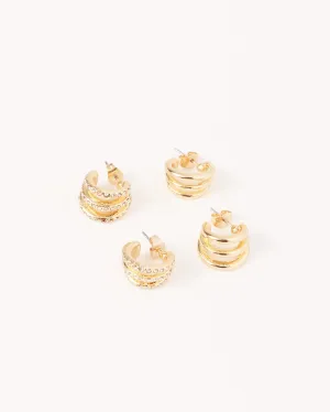 DAISY EARRINGS 2 PACK - GOLD PLATED 18K