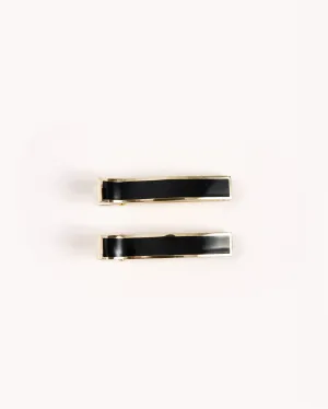 ENAMEL HAIR CLIP - BLACK