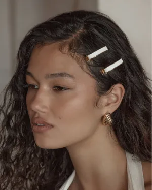 ENAMEL HAIR CLIP - WHITE