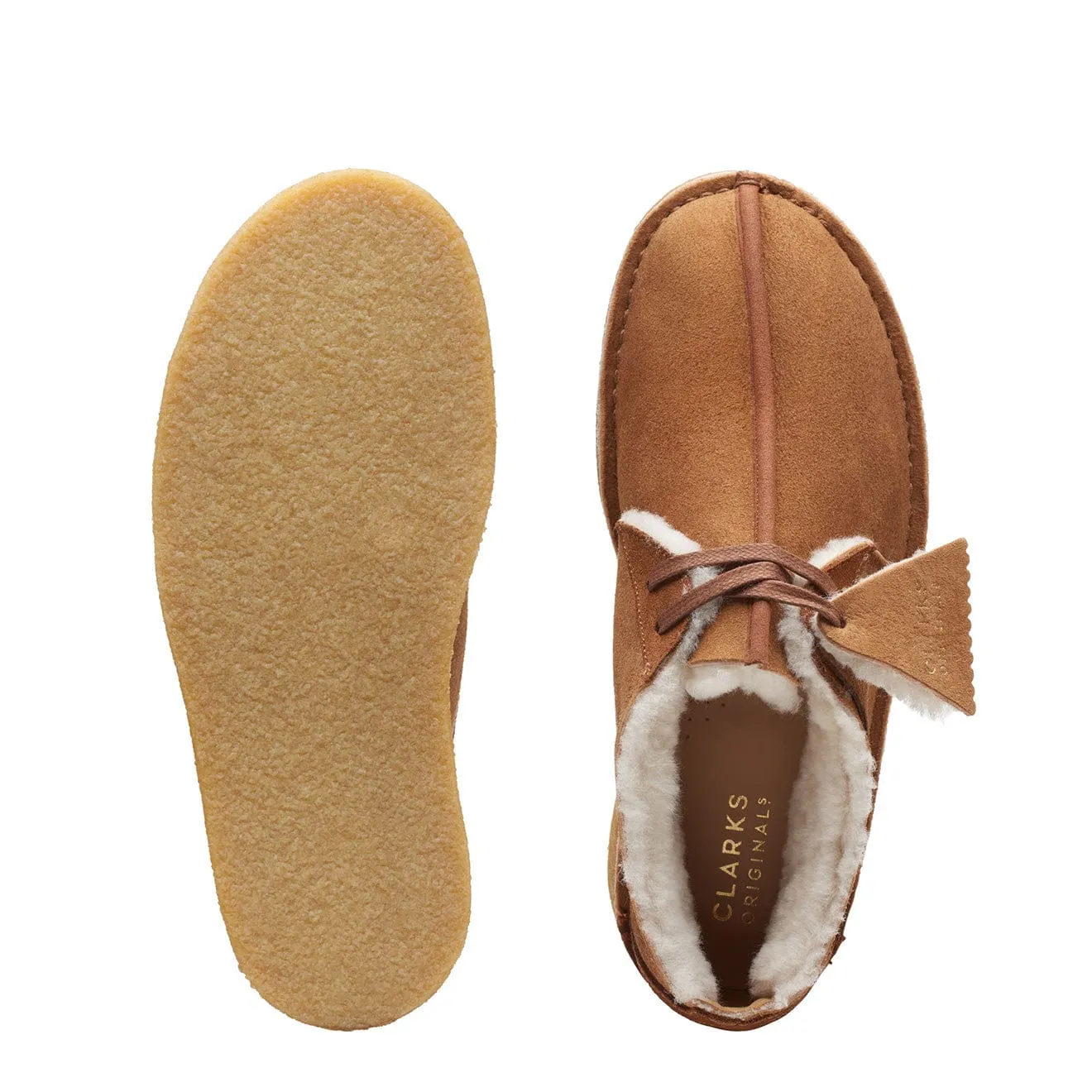 Flash Sale! Clarks Originals Womens Desert Trek Warmlined Shoes Tan  Ends Soon!