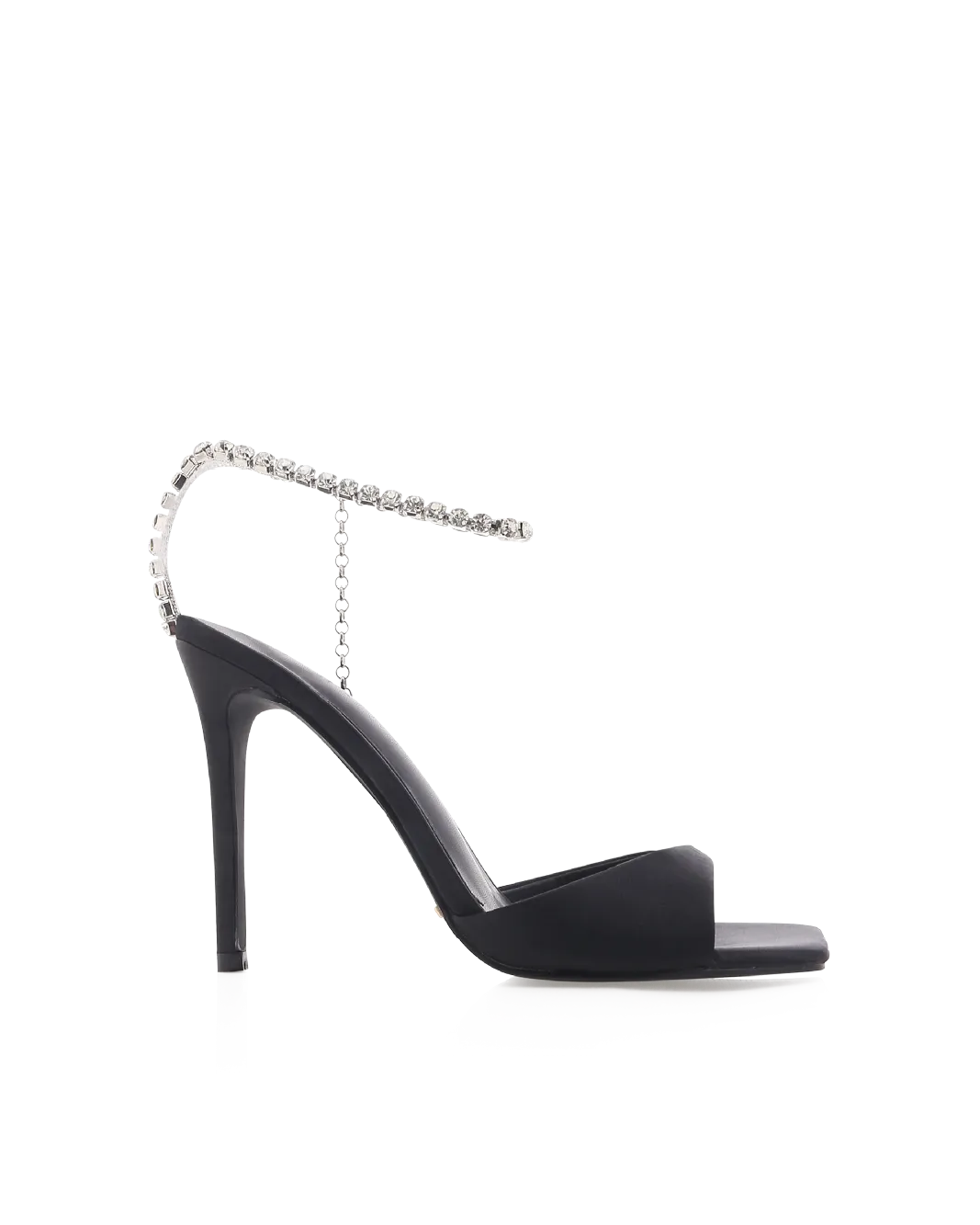 GWENDOLYN - BLACK SATIN-DIAMANTE