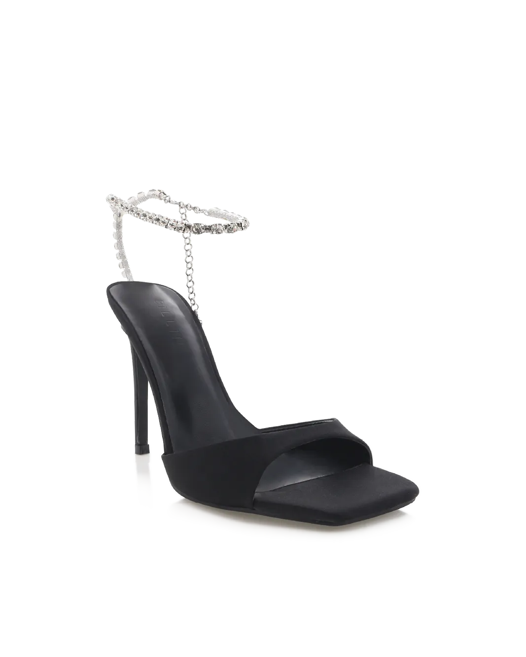 GWENDOLYN - BLACK SATIN-DIAMANTE