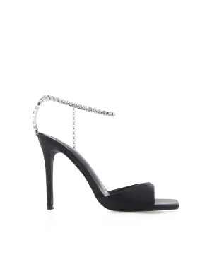 GWENDOLYN - BLACK SATIN-DIAMANTE