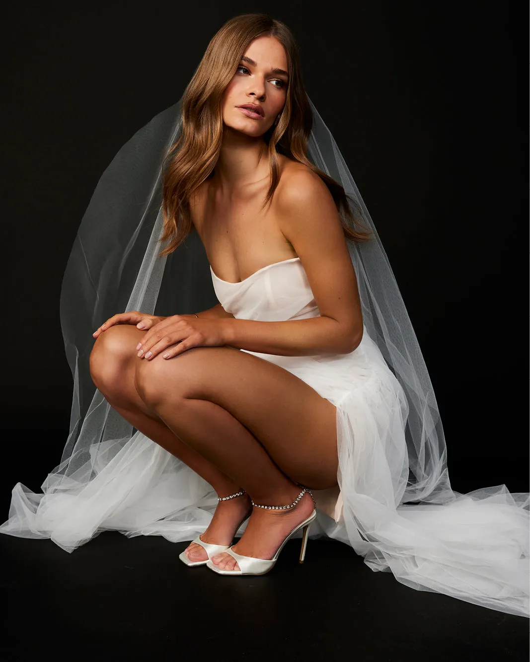 GWENDOLYN - WHITE SATIN-DIAMANTE