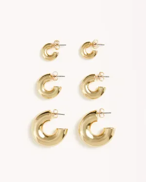 JULIETTE EARRINGS 3 PACK - GOLD PLATED 18K