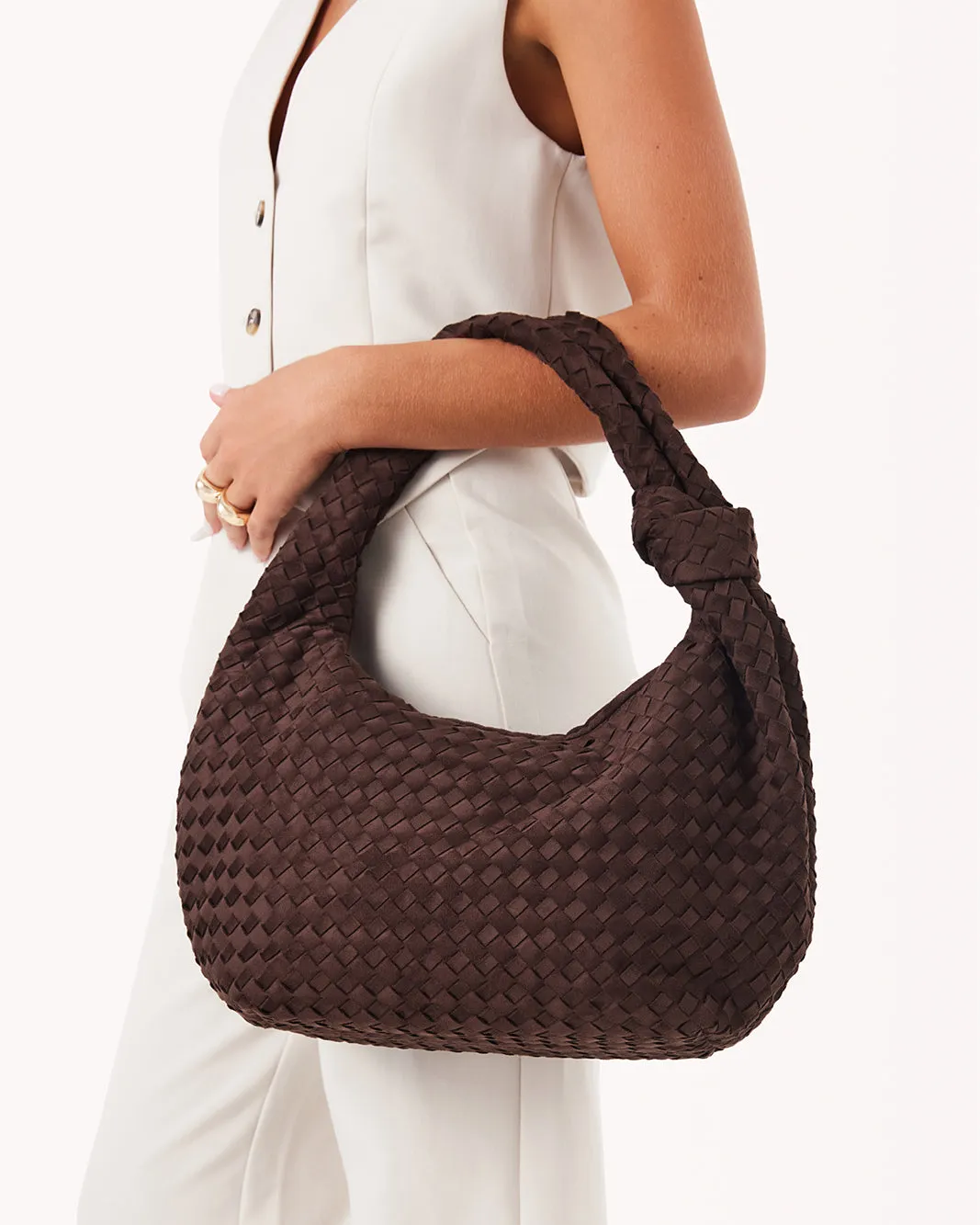 KENYA SHOULDER BAG - DARK CACAO SUEDE