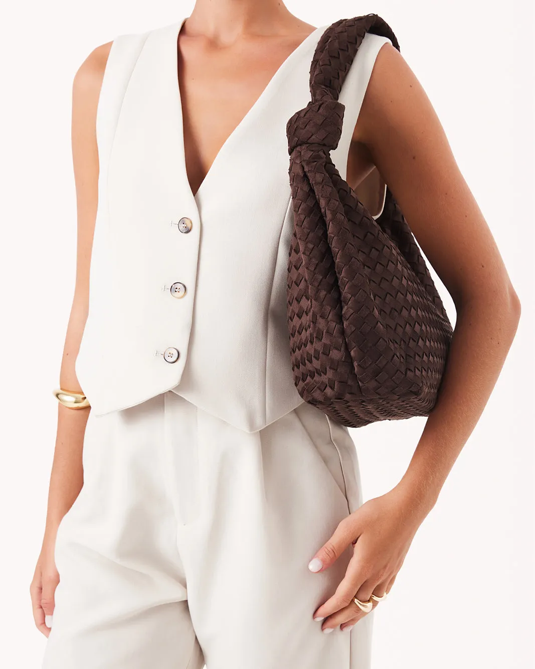 KENYA SHOULDER BAG - DARK CACAO SUEDE