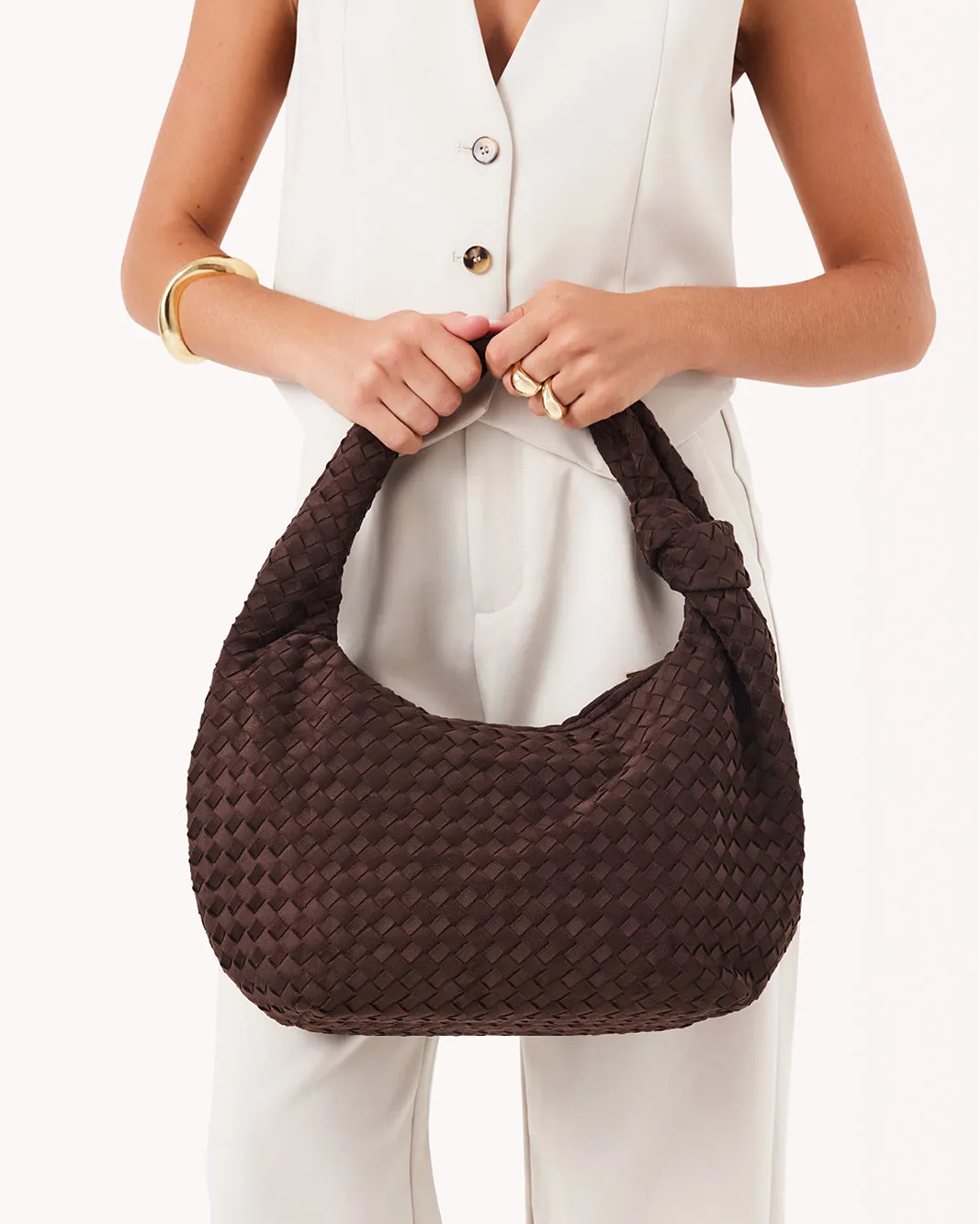 KENYA SHOULDER BAG - DARK CACAO SUEDE