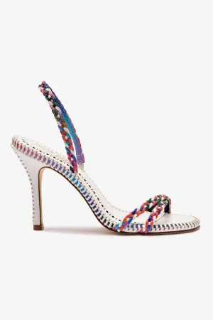 Larroud x Jonathan Cohen Annie Sandal In White and Rainbow Leather