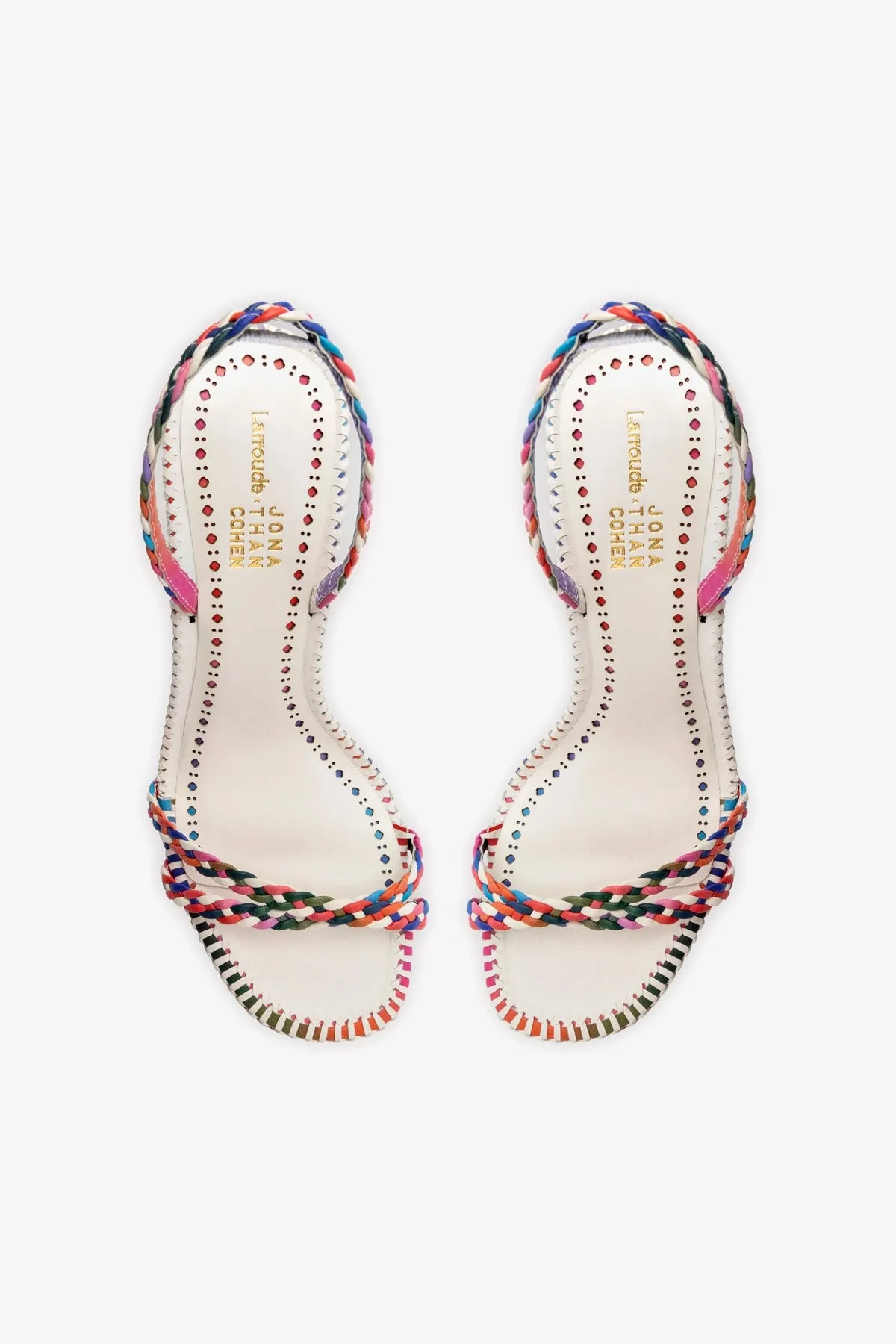 Larroud x Jonathan Cohen Annie Sandal In White and Rainbow Leather