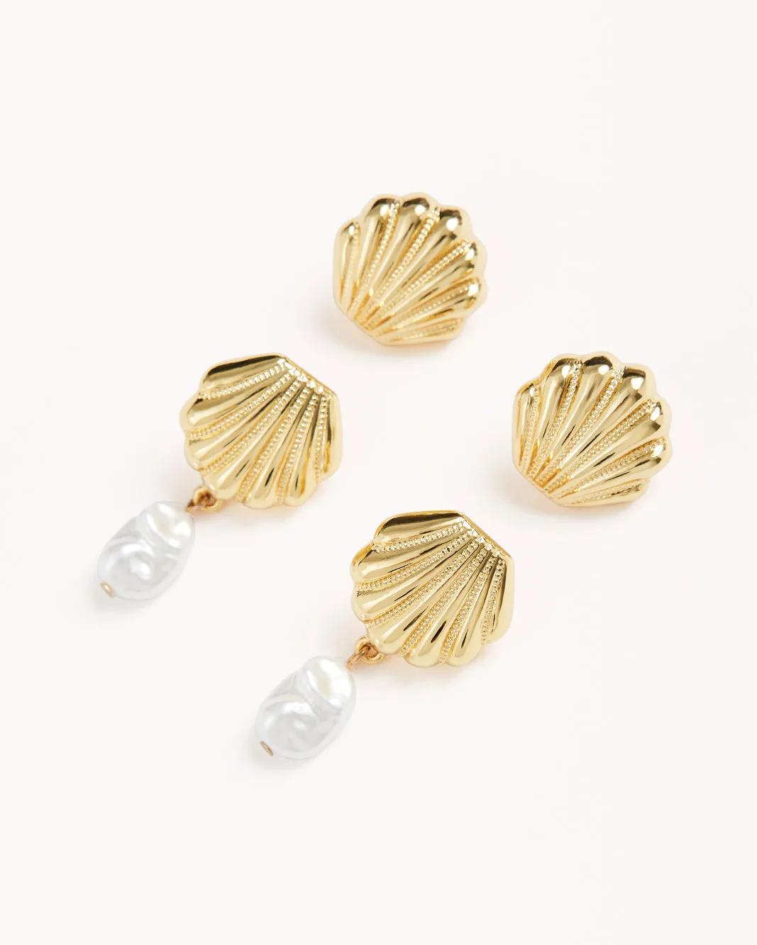 OCEAN EARRINGS 2 PACK - GOLD-PEARL