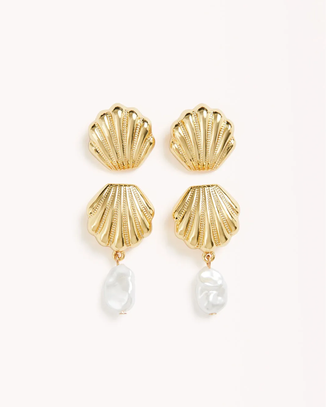 OCEAN EARRINGS 2 PACK - GOLD-PEARL