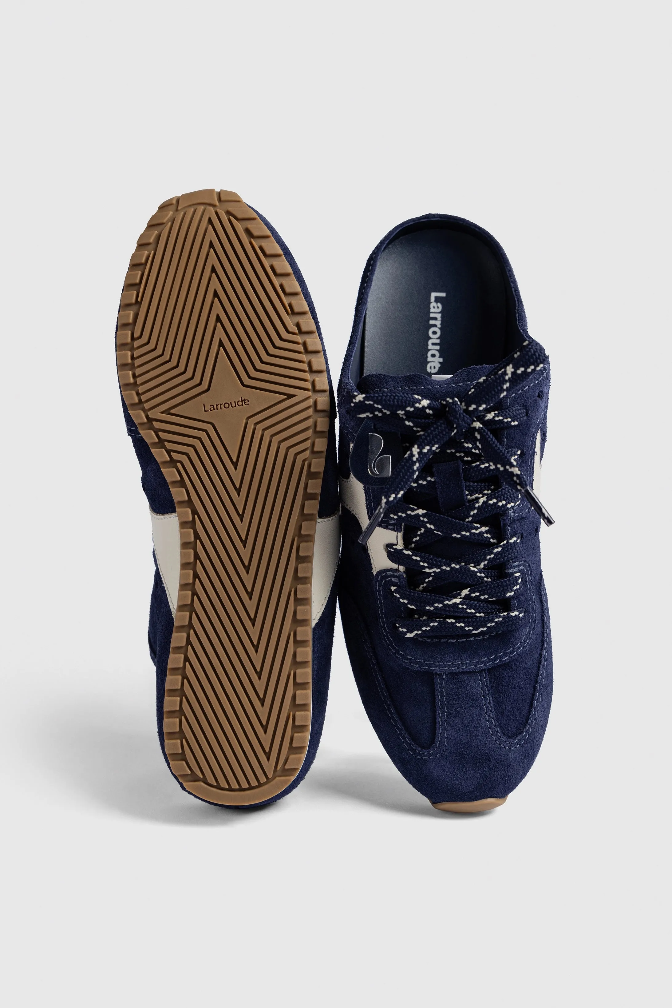 Stella Sneaker Mule In Navy Suede and Ivory Leather