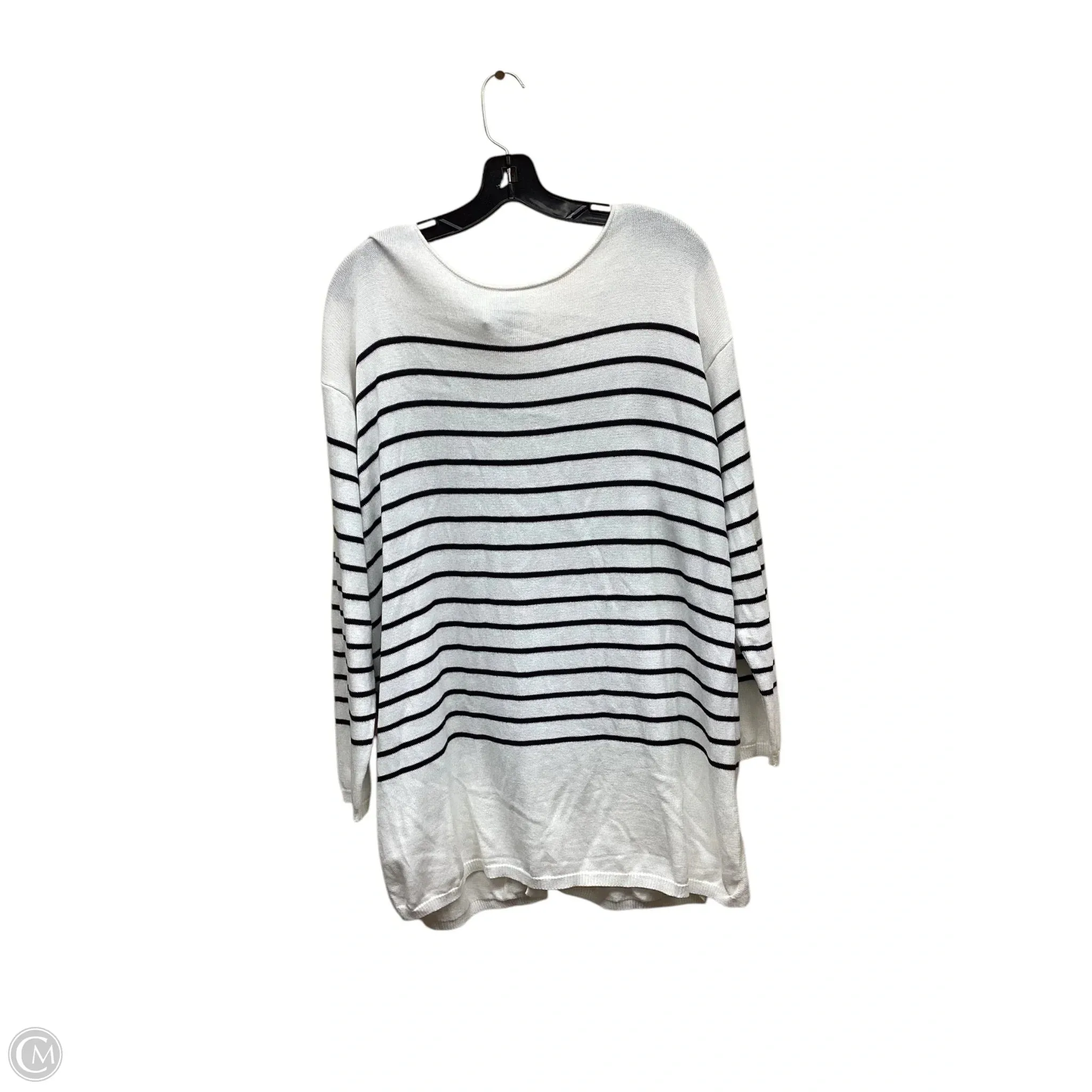 Sweater Cardigan By Cabi In Striped Pattern, Size: L
