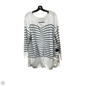 Sweater Cardigan By Cabi In Striped Pattern, Size: L