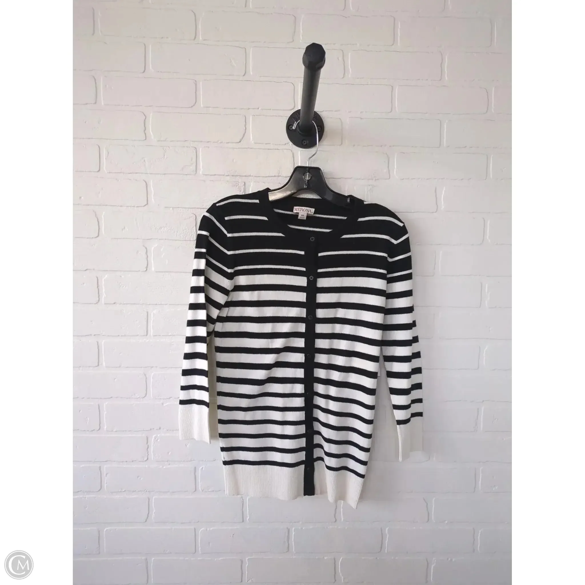 Sweater Cardigan By Merona In Black & White, Size: Xs
