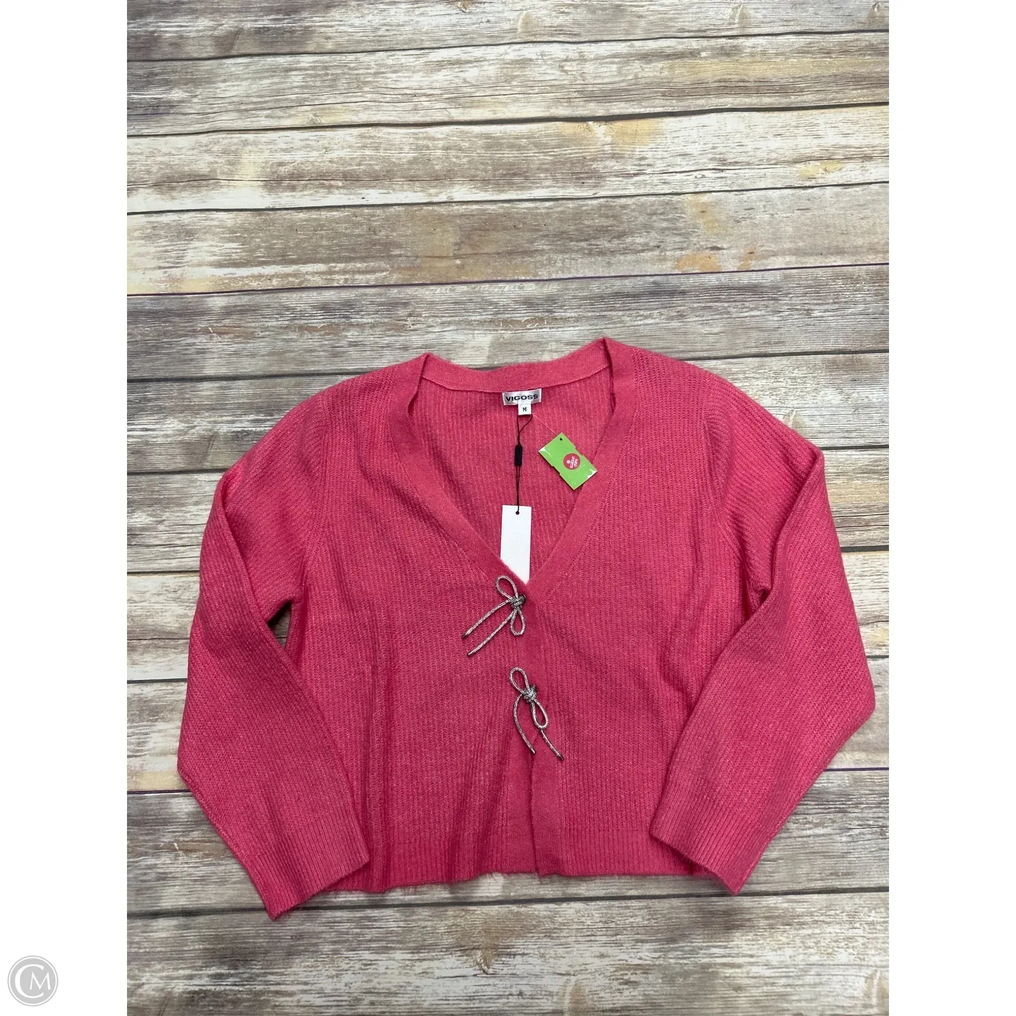 Sweater Cardigan By Vigoss In Pink, Size: M