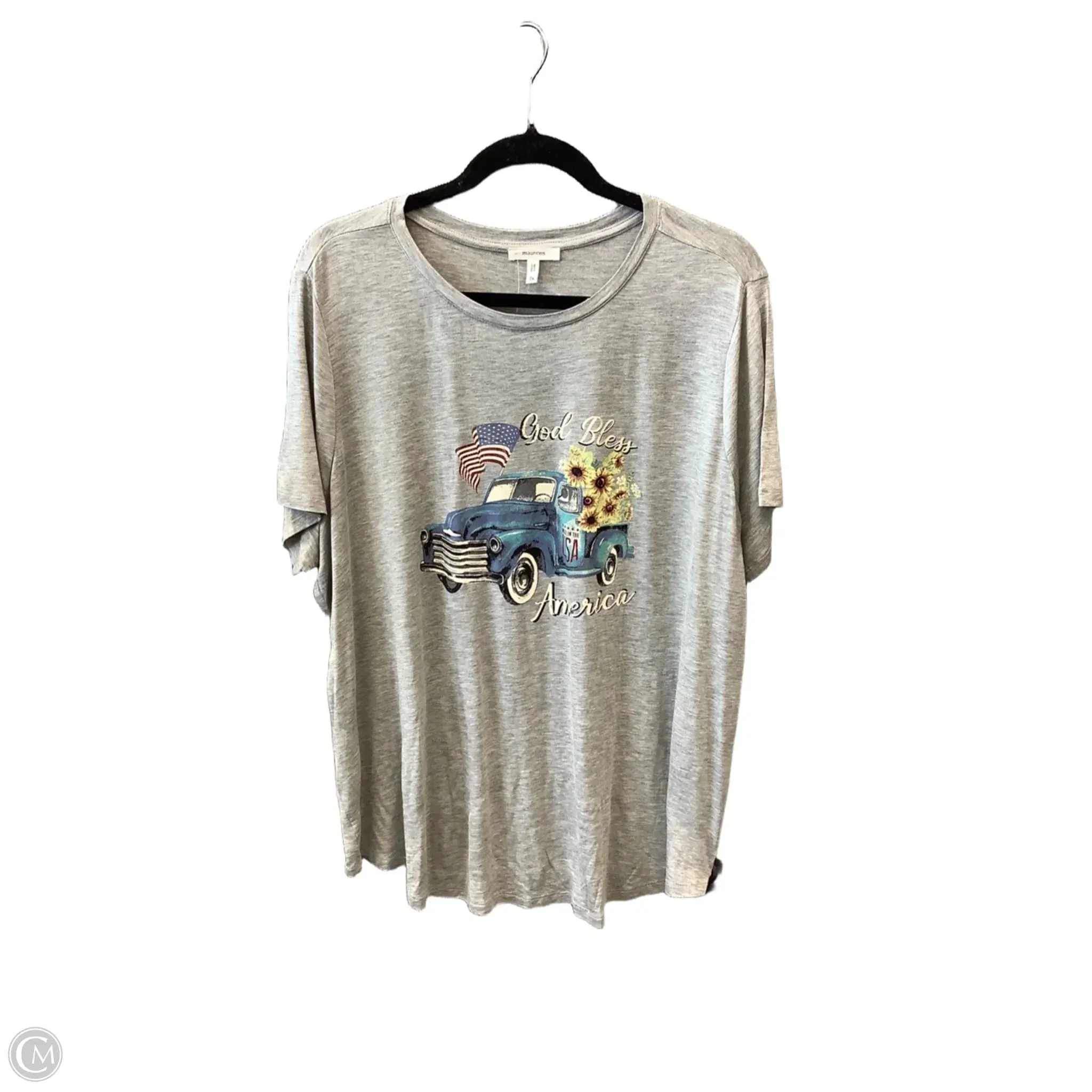 Top Short Sleeve By Maurices In Grey, Size: 1x