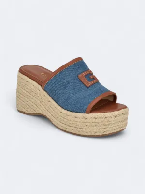 Women's Denim Textured High Heeled Shoes,Blue